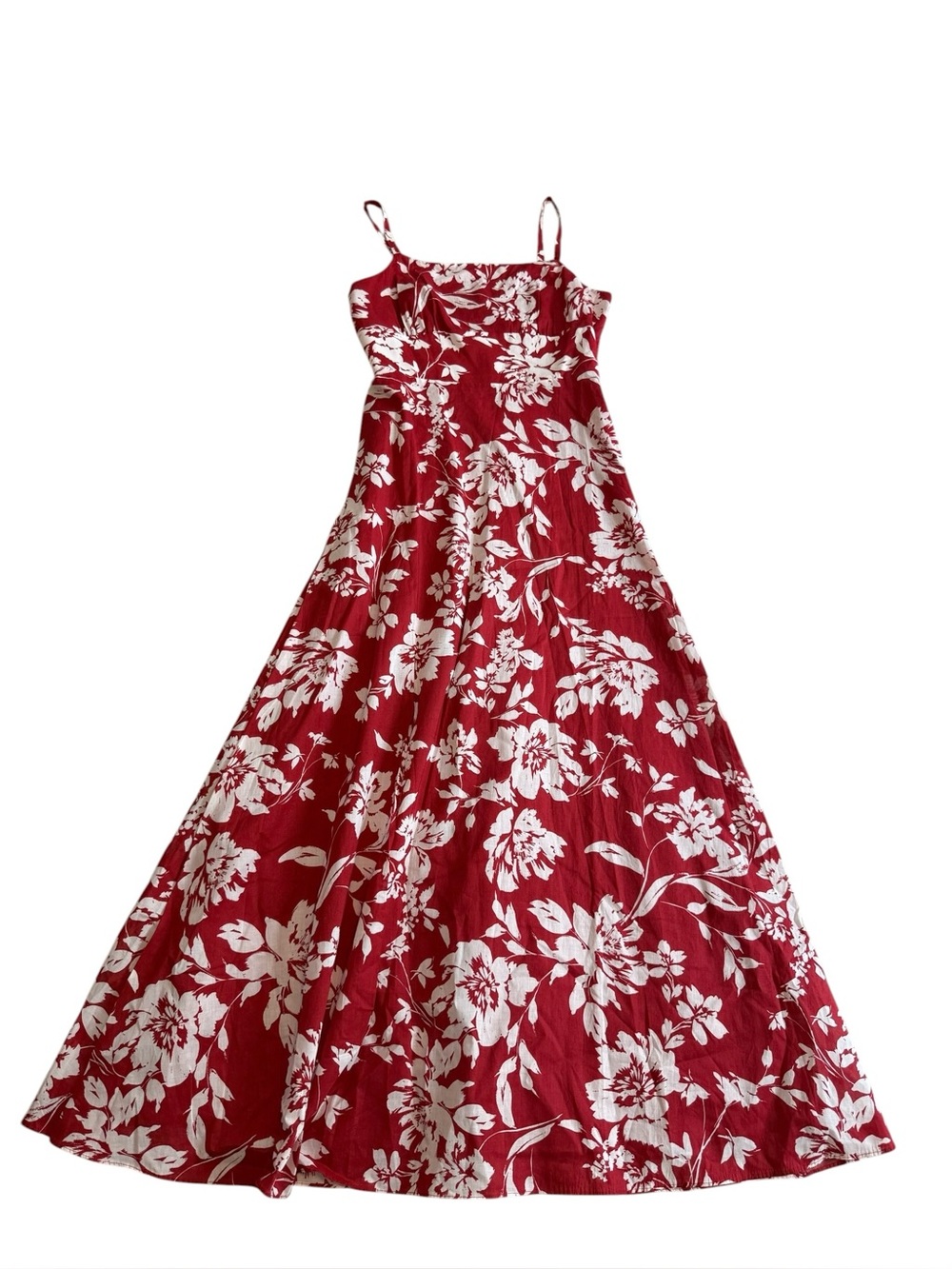 Madewell Square-Neck Tank Dress in Floral Red and White Size 2 - Picture 3 of 7